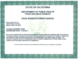 米国食品医薬局(FDA)許可証